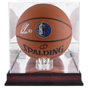 Luka Doncic Dallas Mavericks Autographed Basketball with Mahogany Display Case