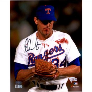 Nolan Ryan Texas Rangers Autographed 8″ x 10″ Bloody Lip Black Ink Photograph