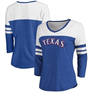 Texas Rangers Women’s Official Wordmark 3/4 Sleeve V-Neck T-Shirt